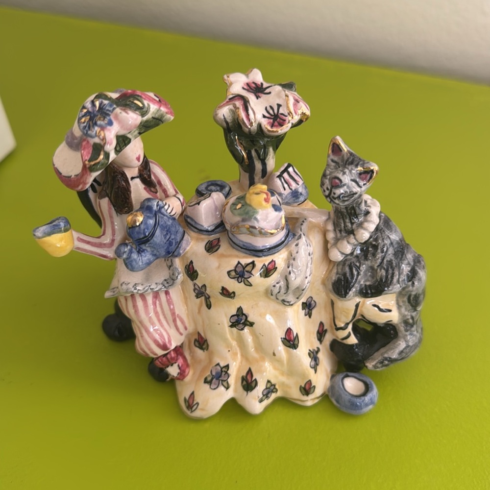 Blue Sky Dayworks Fancy lady with cat tea party by Heather Goldminc - Picture 2 of 5